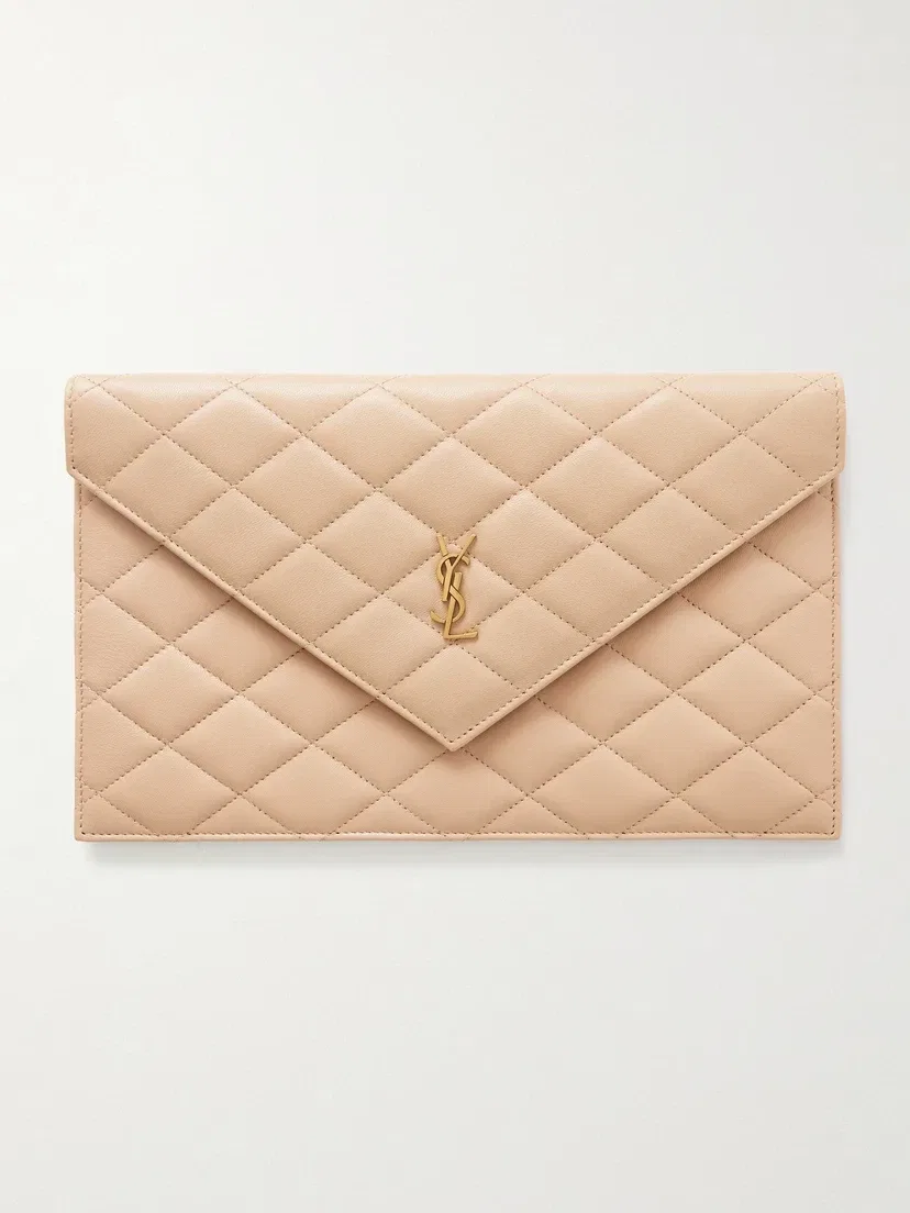 Клатч из кожи Matelassé SAINT LAURENT, бежевый