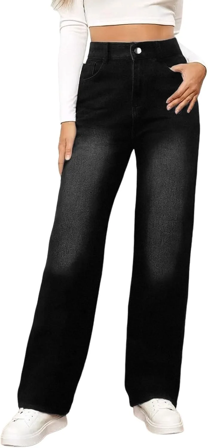 

Прямые джинсы JiXiang для женщин с высокой посадкой