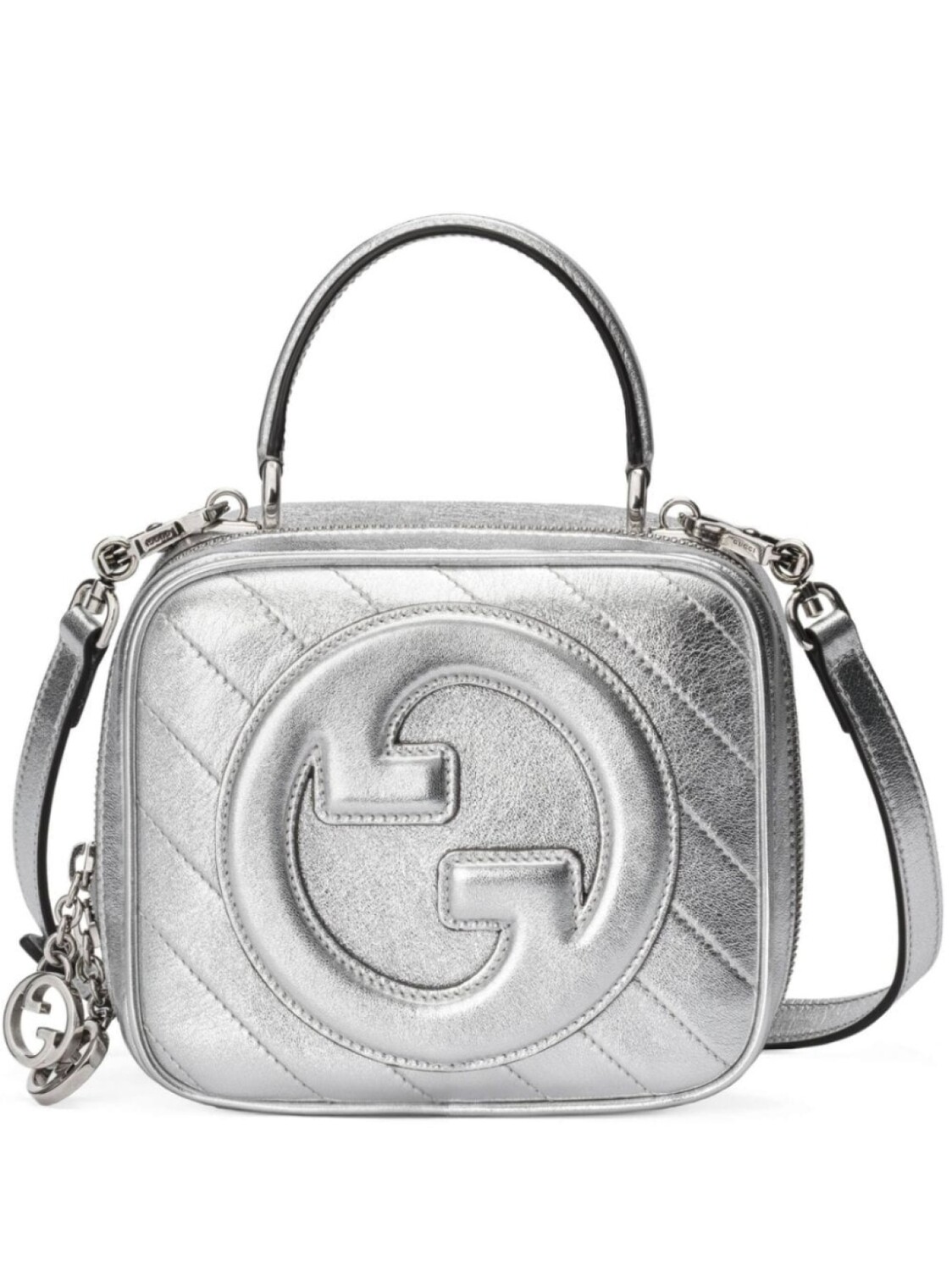 

Сумка Gucci Blondie с верхней ручкой, серебристый