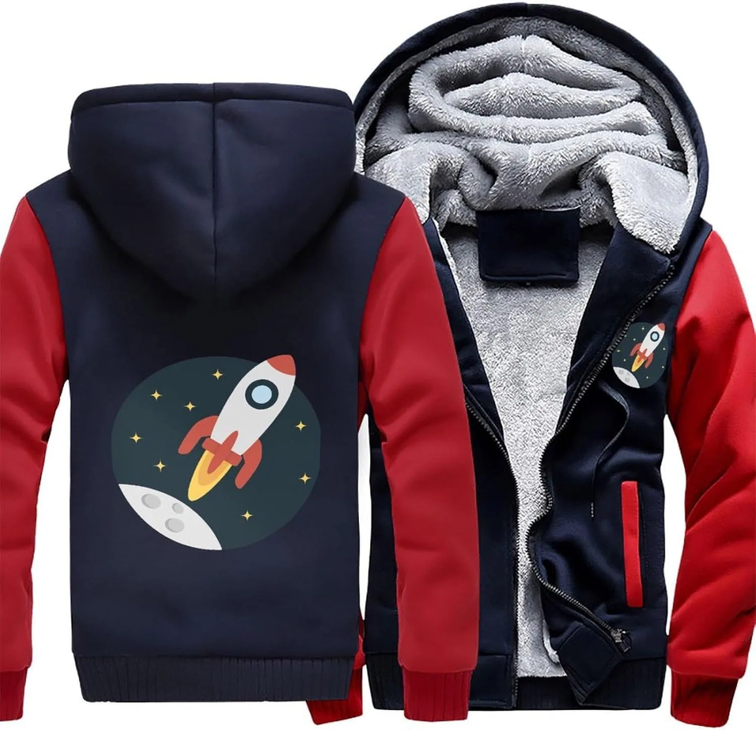 Толстовка на молнии Space Rocket, флисовая, красная — фото 3