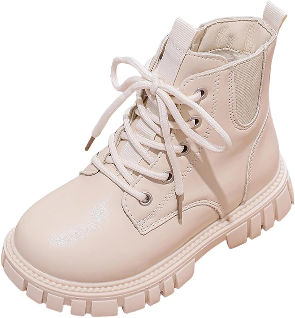 

Детские ботинки на шнуровке с боковой молнией, замшевые, однотонные, с нескользящей подошвой, квадратный носок, для осени и зимы, теплые, мягкая рифленая подошва, для детей 2-12 лет Generic, #16 White