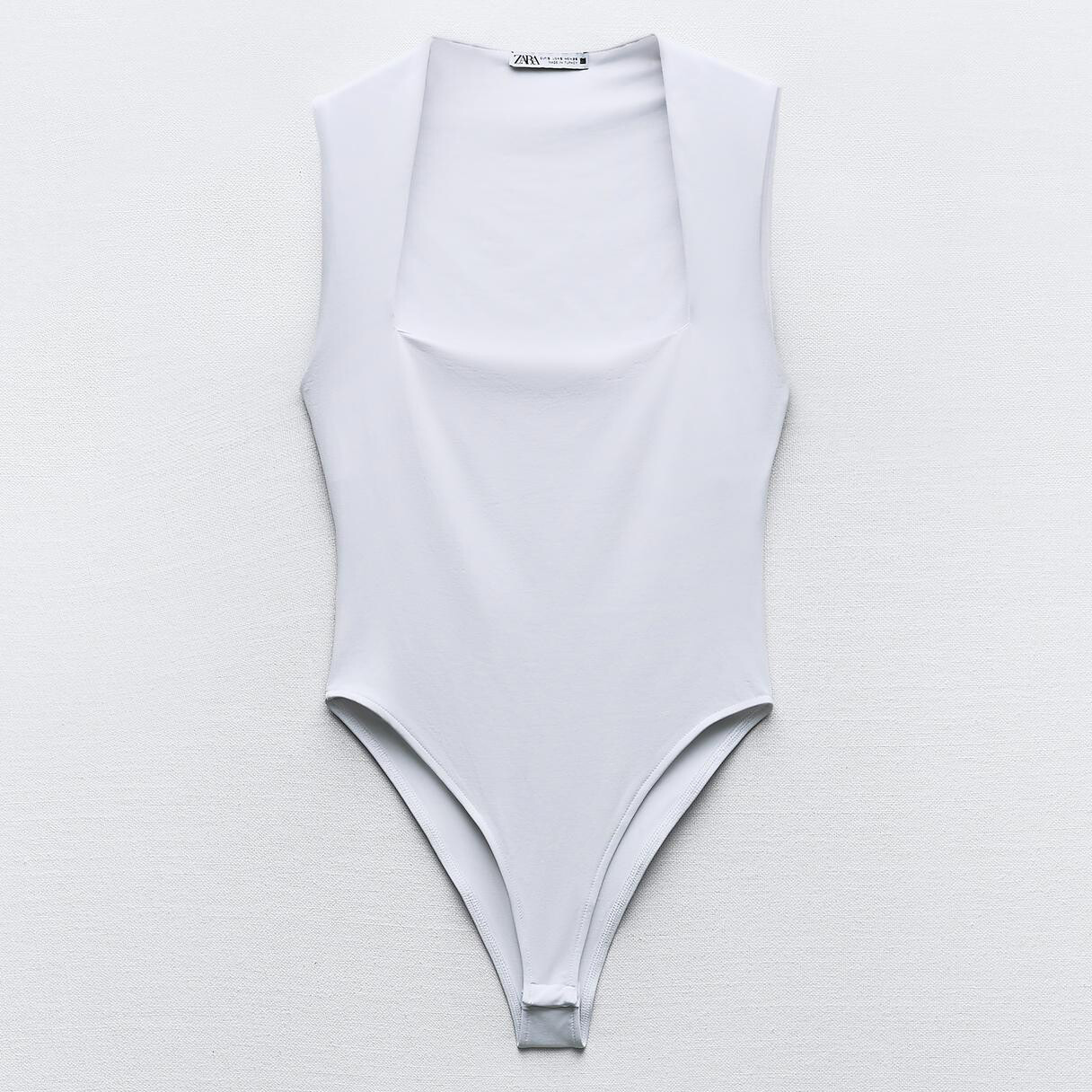 

Боди-комбинезон Zara Polyamide With Square Neckline, белый