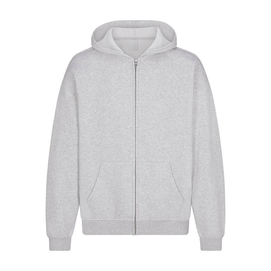 

Мужская свободная толстовка с капюшоном на молнии SKIMS Fleece Lounge, цвет Light Heather Grey