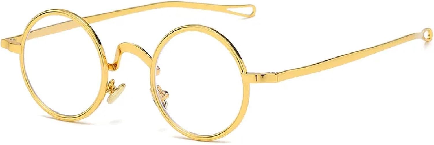 

Ретро металлические круглые панк-солнцезащитные очки для женщин с прозрачными линзами, защищающими от синего излучения, и для мужчин с защитой от УФ-излучения UV400 TOIPASTN, Golden Clear