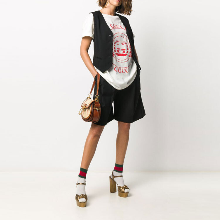 Футболка женская Gucci с логотипом, классический стиль, белый — фото 3