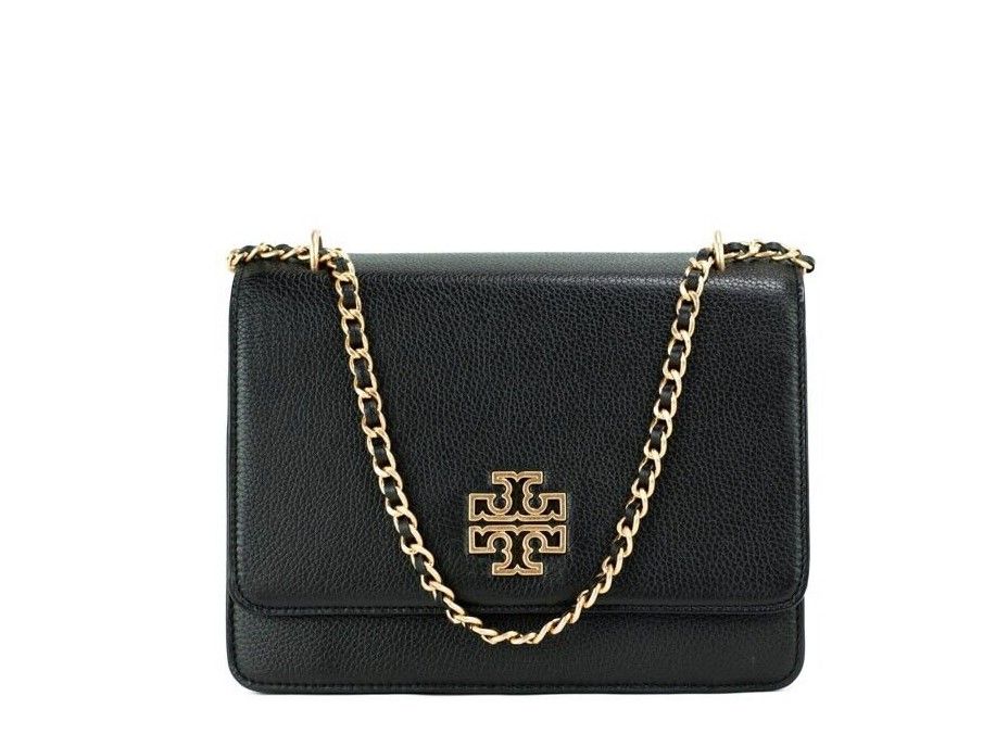 

Сумка Britten Medium из черной кожи с цепочкой и регулируемым ремешком Tory Burch