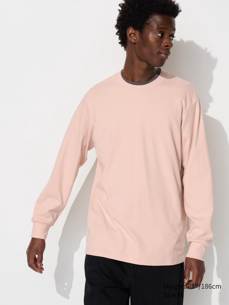 

Лонгслив мужской с круглым вырезом Uniqlo, цвет 11 розовый