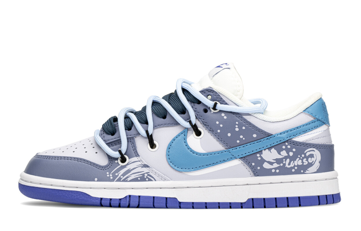 

Кроссовки Nike Dunk Skateboarding Shoes Women's Low-top White/blue, синий/белый