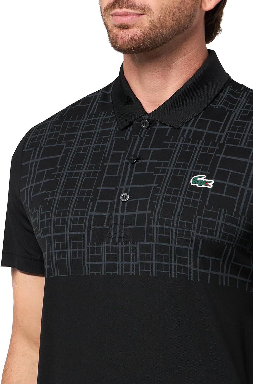 Lacoste мужская спортивная теннисная футболка Novak Djokovic Polo, Black — фото 3