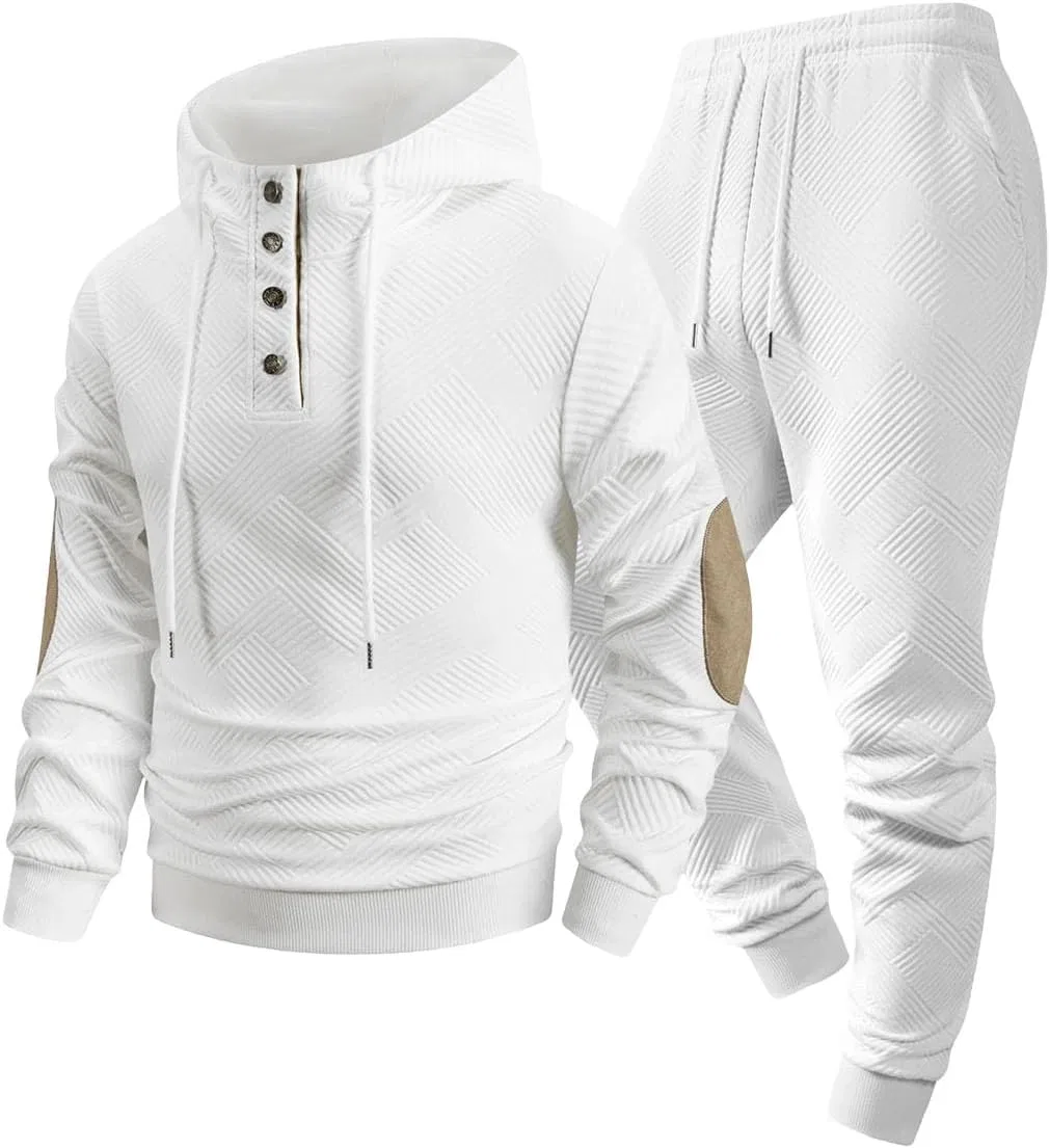 Мужской спортивный костюм из двух предметов с капюшоном, для бега, White