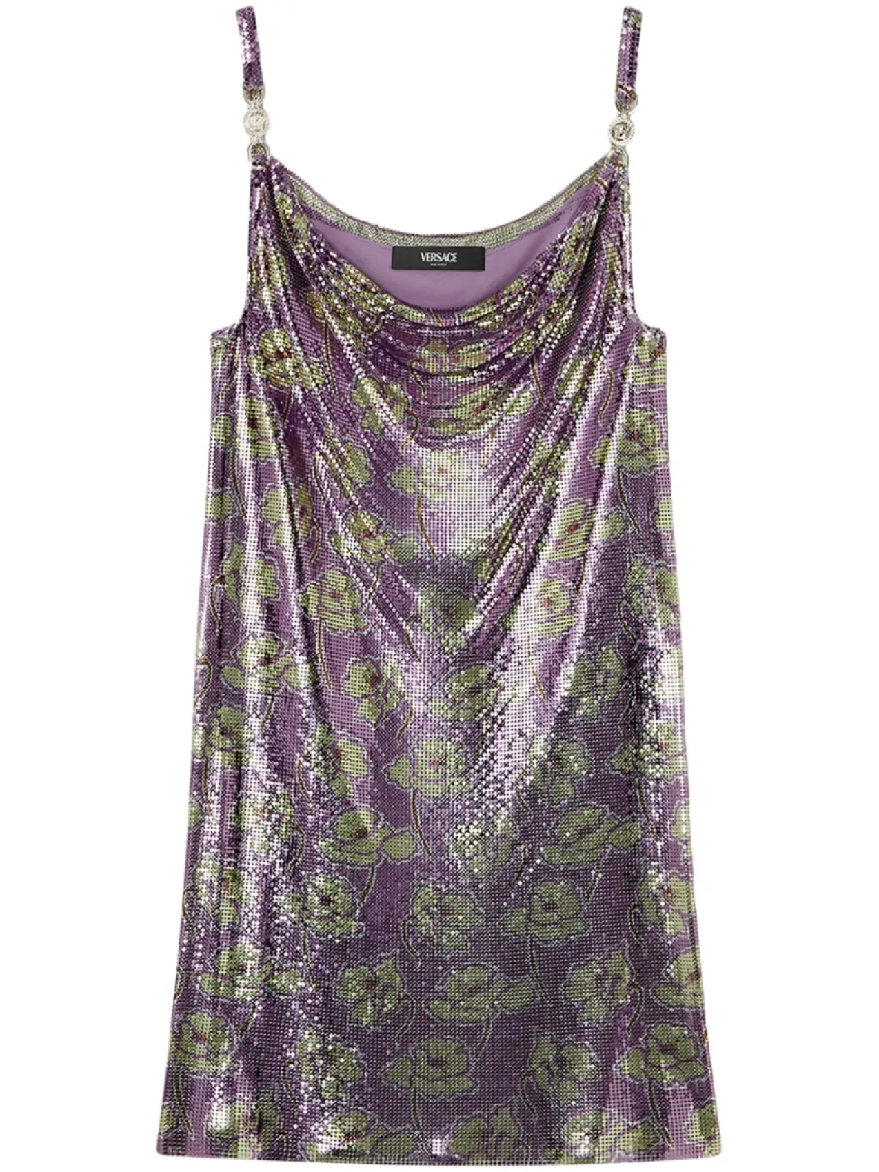 

Мини-платье Versace Poppies, фиолетовый