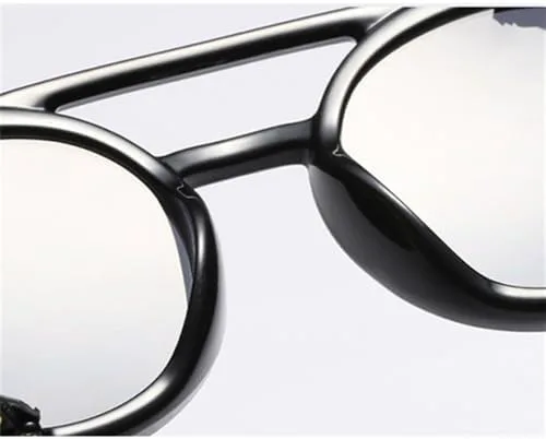 

Круглые кожаные солнцезащитные очки для женщин в стиле стимпанк с заклепками, солнцезащитные очки для мужчин и женщин с защитой от УФ-излучения UV400 MTZJH, C3