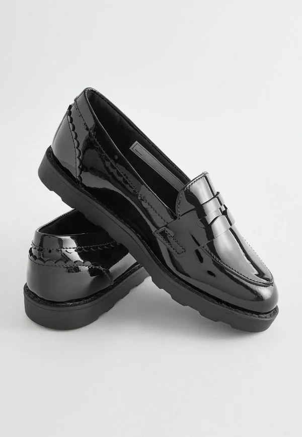 Школьные лоферы с узкой подошвой и слипоны Next, Black Patent — фото 3