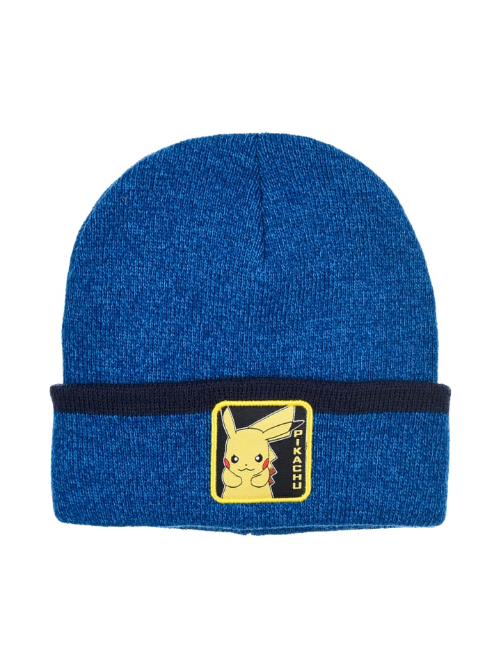 

Pokémon Детская вязаная зимняя шапка-бини с Пикачу для мальчиков, синего цвета