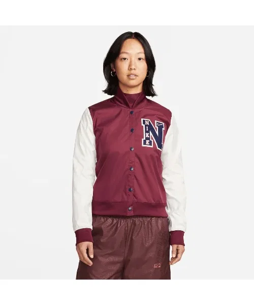 Куртка Nike женская NSW Varsity Jacket свободного кроя красная — фото 4
