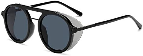 

Солнцезащитные очки в стиле стимпанк для мужчин и женщин, модные круглые солнцезащитные очки для женщин, винтажные панк-очки с защитой от ультрафиолета UV400 MTZJH, C1 Black-black