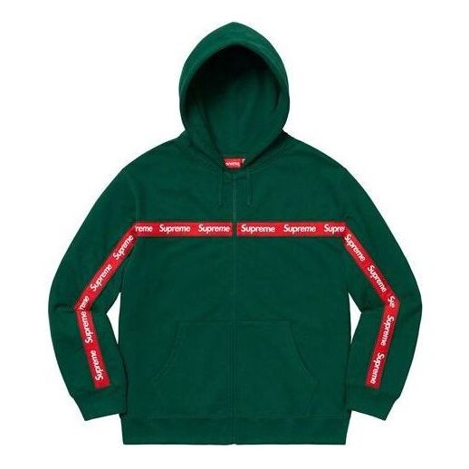 

Толстовка text stripe zip up hooded sweatshirt 'green' Supreme, зеленый