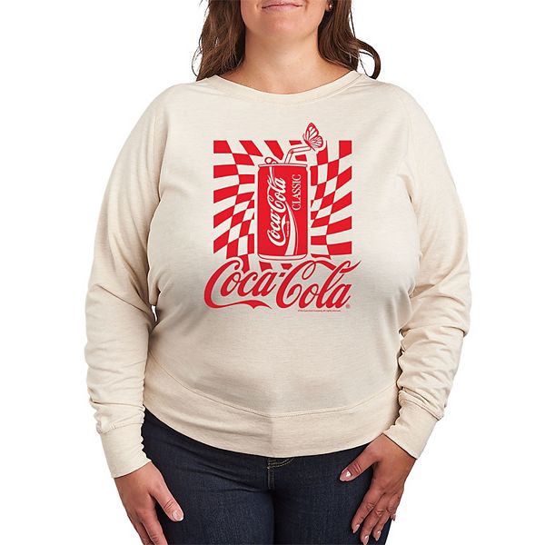 

Футболка с длинным рукавом Coca-Cola Warped Grid с банкой, plus size Licensed Character