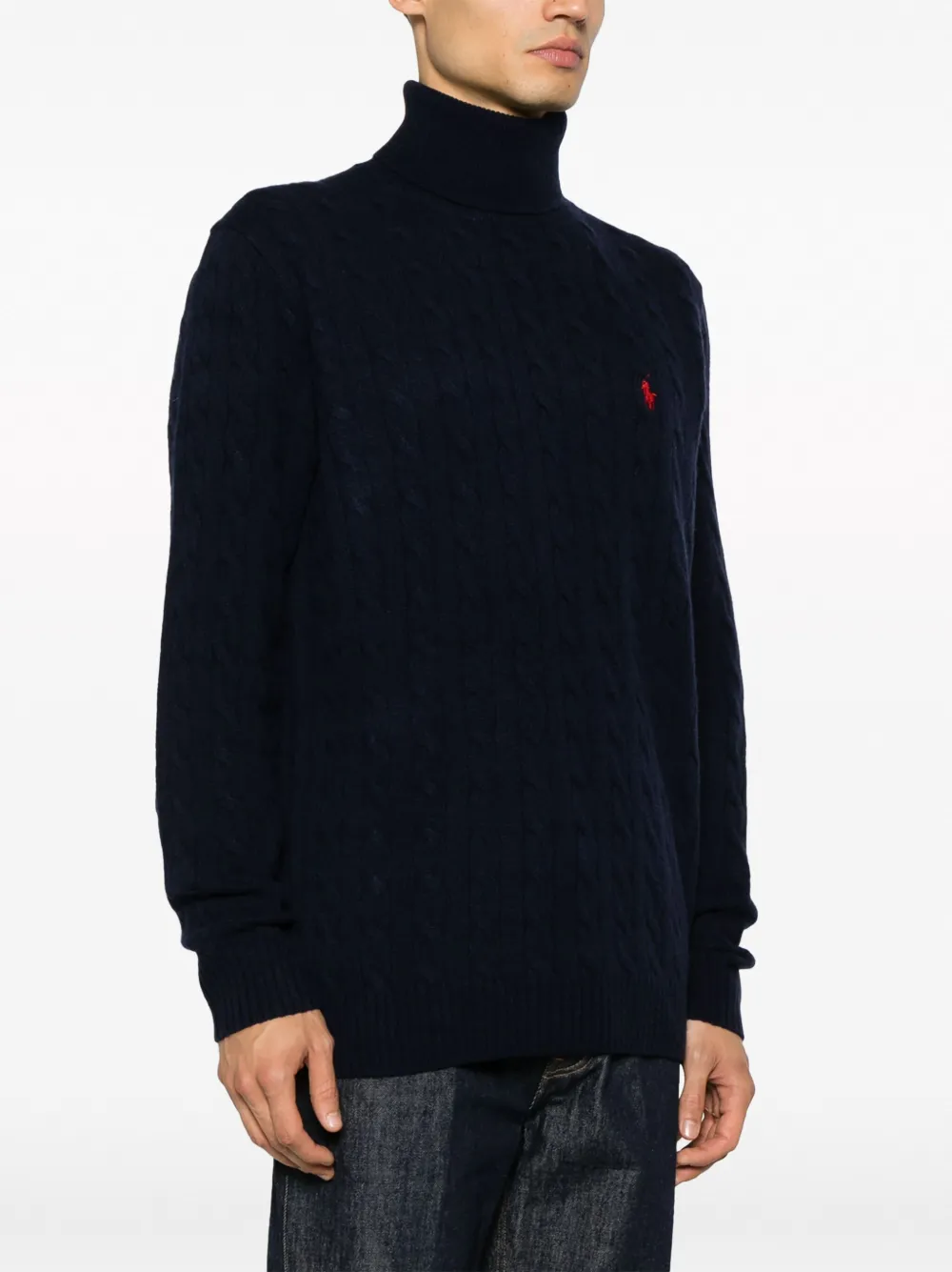 Джемпер фактурной вязки из смесовой шерсти POLO RALPH LAUREN, синий — фото 3