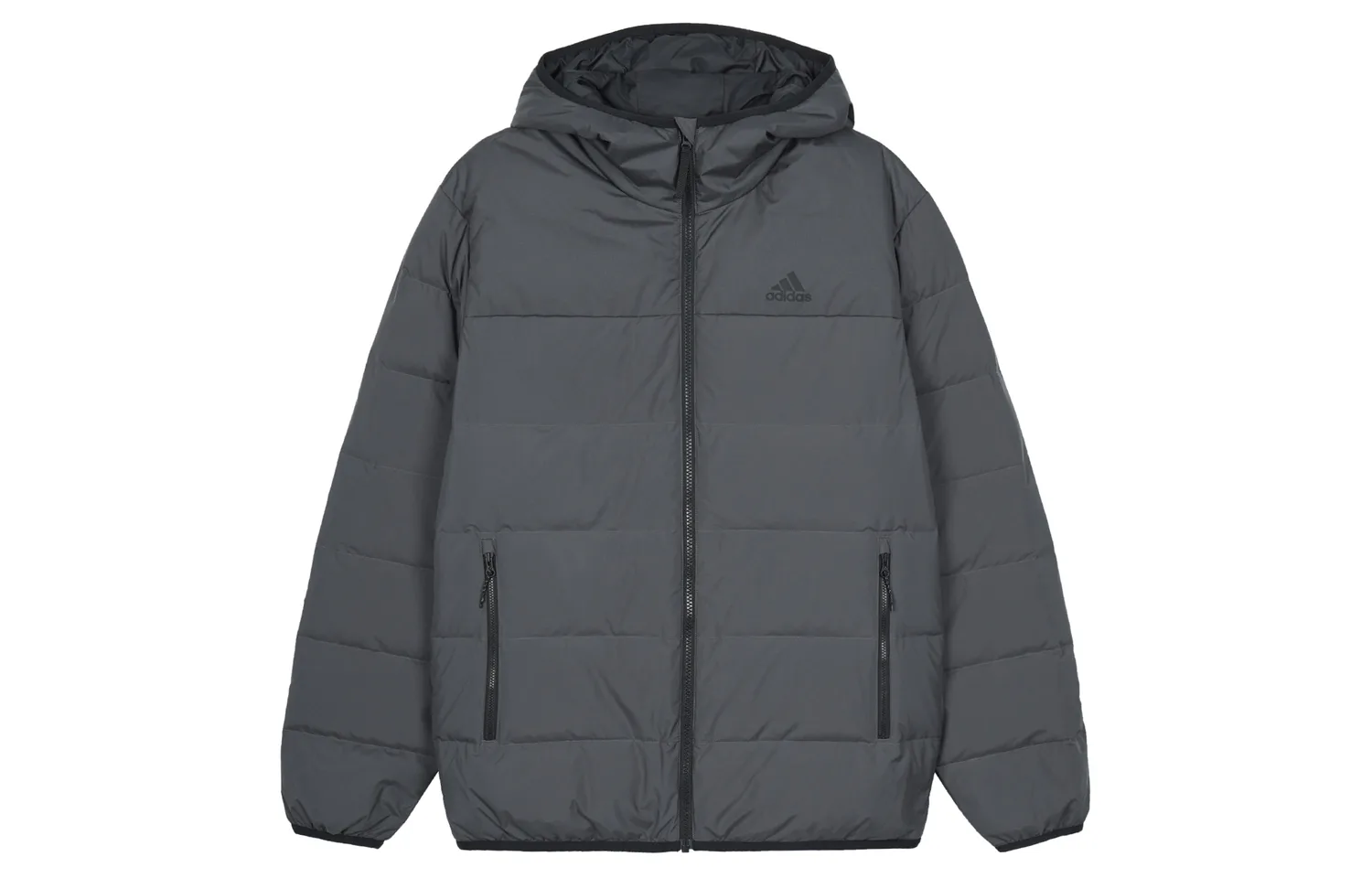 Adidas Пуховик унисекс серый с капюшоном