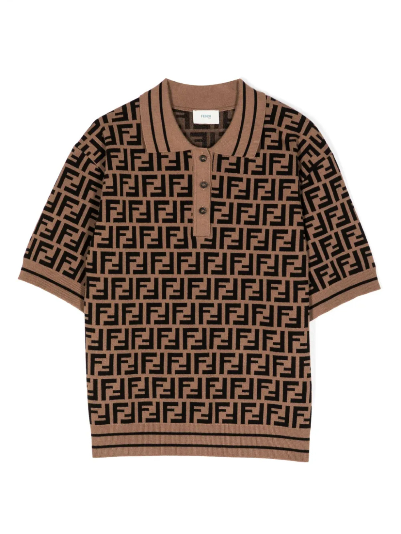 

Рубашка поло с логотипом FF Fendi Kids, коричневый
