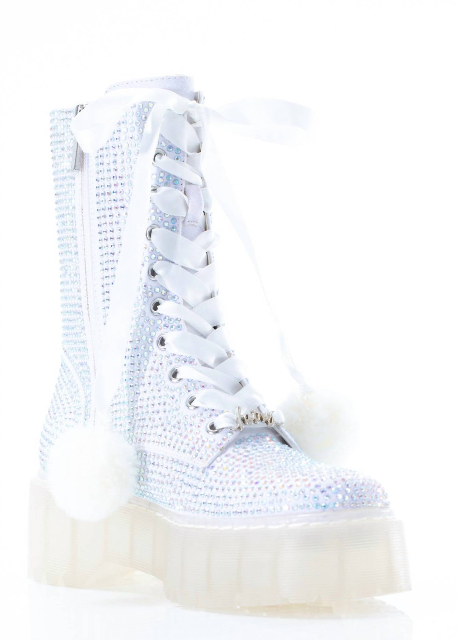 Женские боевые ботинки Angel в белом цвете Sparkl Fairy Couture