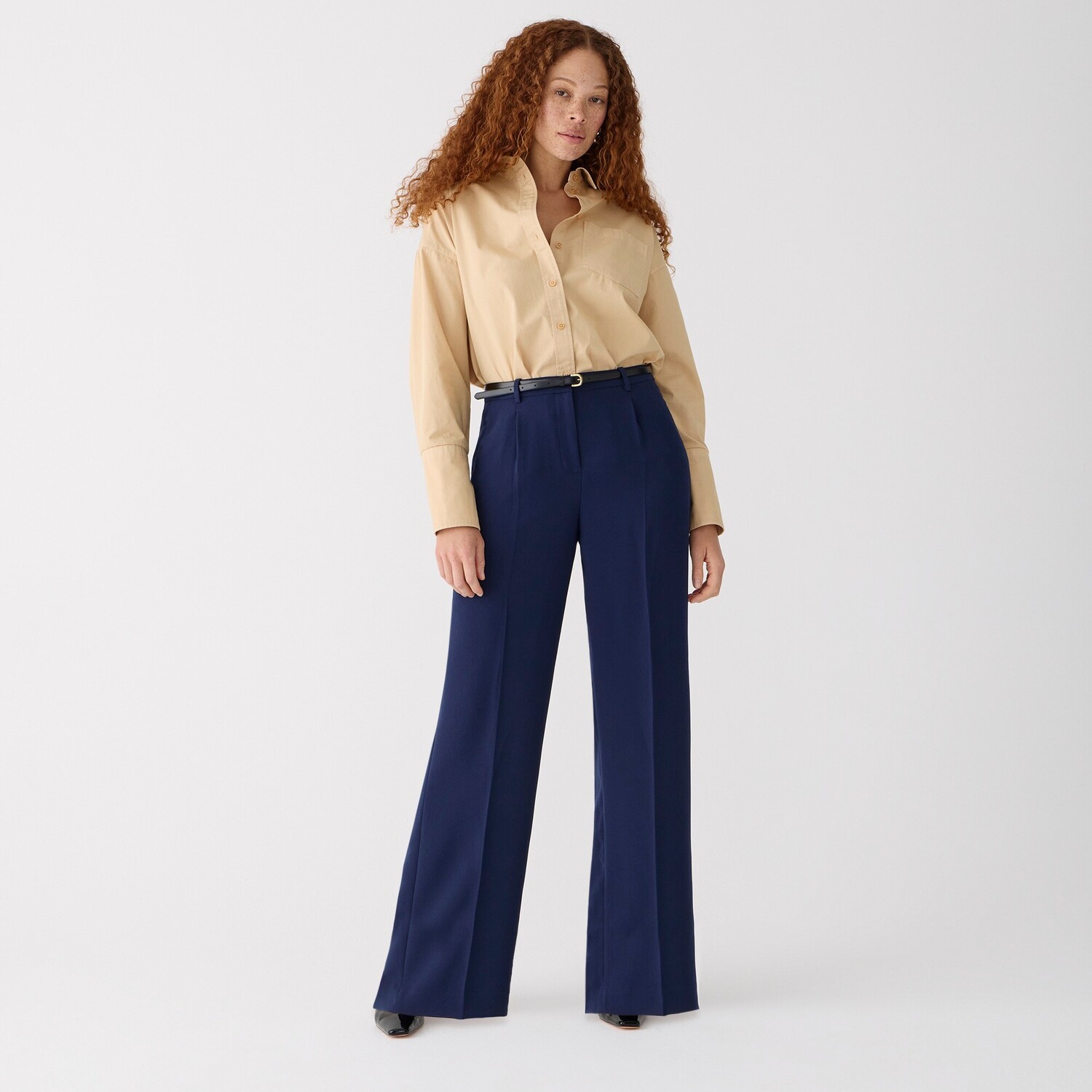 

Широкие брюки-эстетизм из городского крепа J.Crew, синий