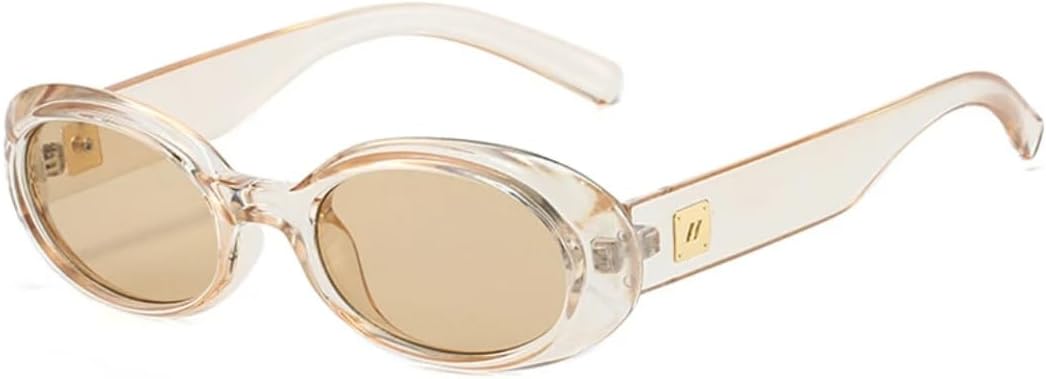 

Ретро-классические маленькие овальные солнцезащитные очки для женщин, модные, с линзами цвета шампанского, защита от УФ-излучения UV400, для мужчин, трендовые, с заклепками, в стиле панк UUPTTPL, Champagne