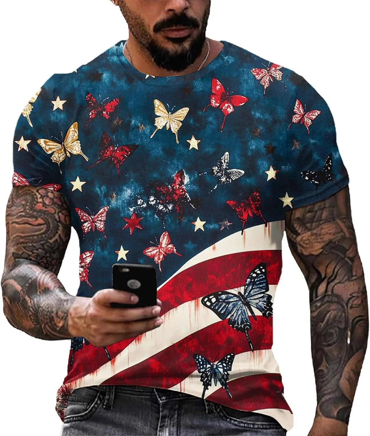 

Мужская футболка с 3D-принтом, короткий рукав, M-3XL