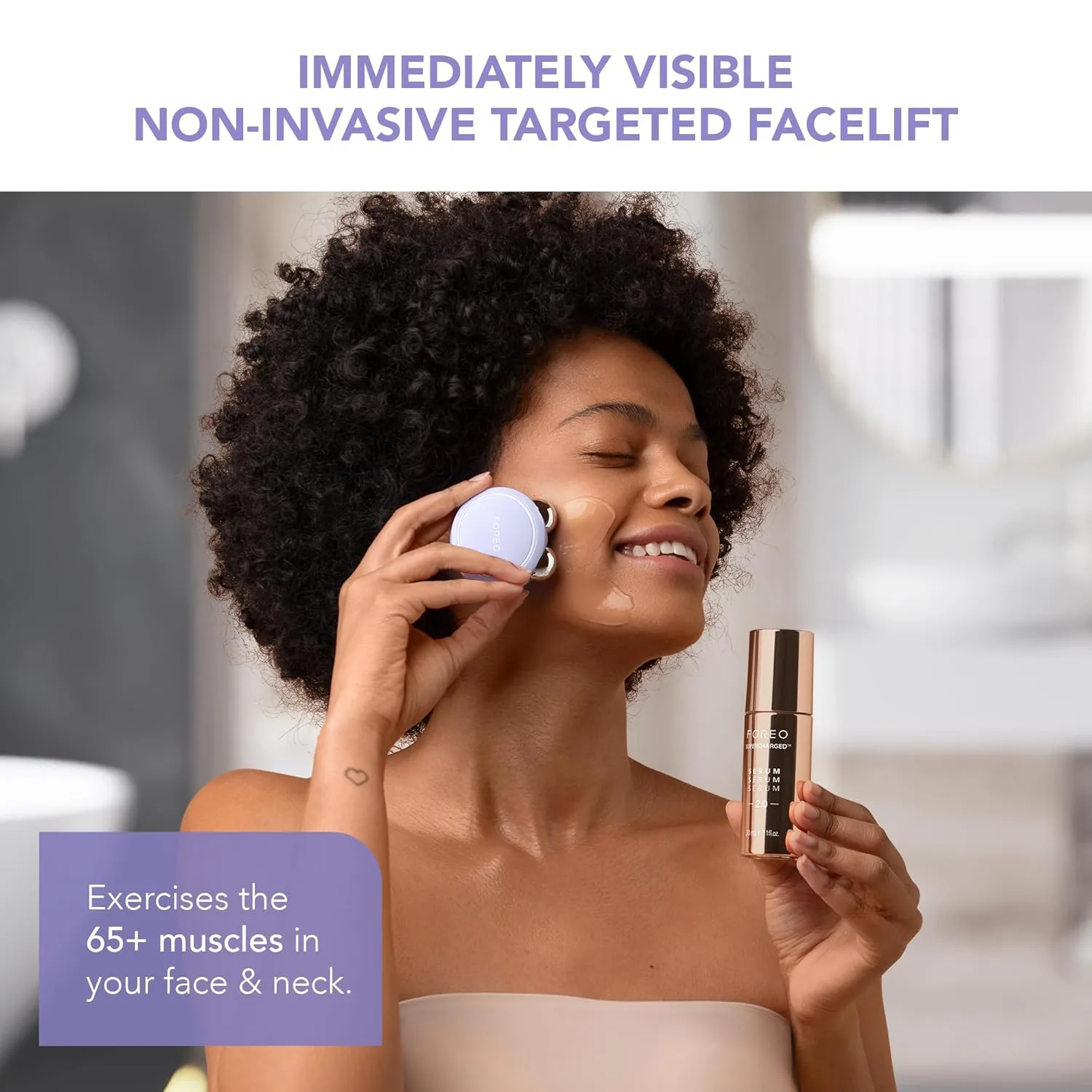 Foreo Firm & Fabulous BEAR mini + сыворотка 1 унция набор для омоложения, Lavander Set — фото 2