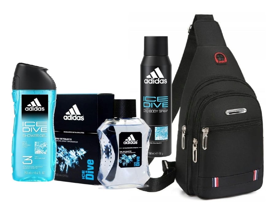 

Мужской набор Adidas Cometics для рождественского подарка с поясной сумкой Ice Dive Edt 4in1