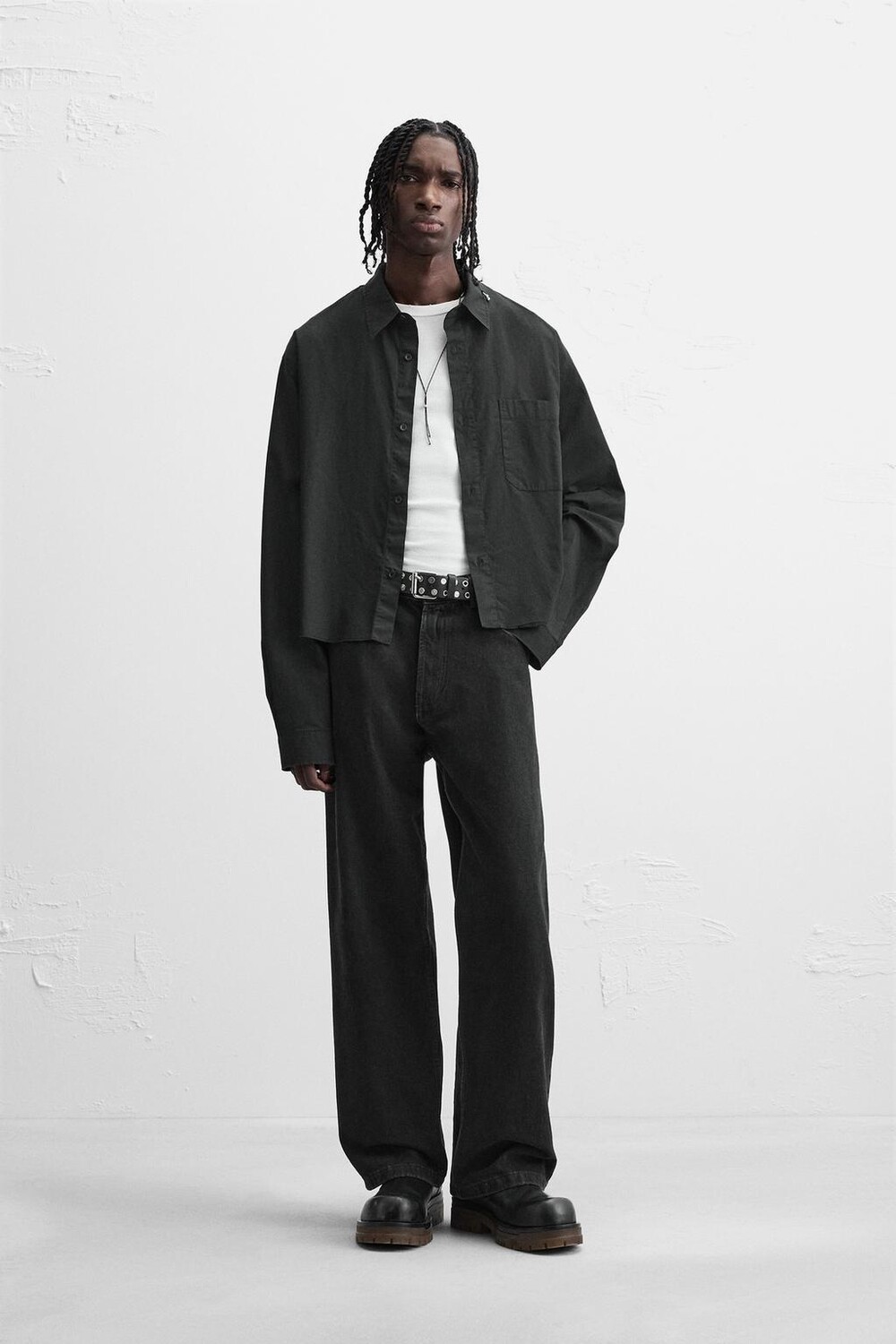 

Укороченная рубашка для пирсинга ZARA, черный