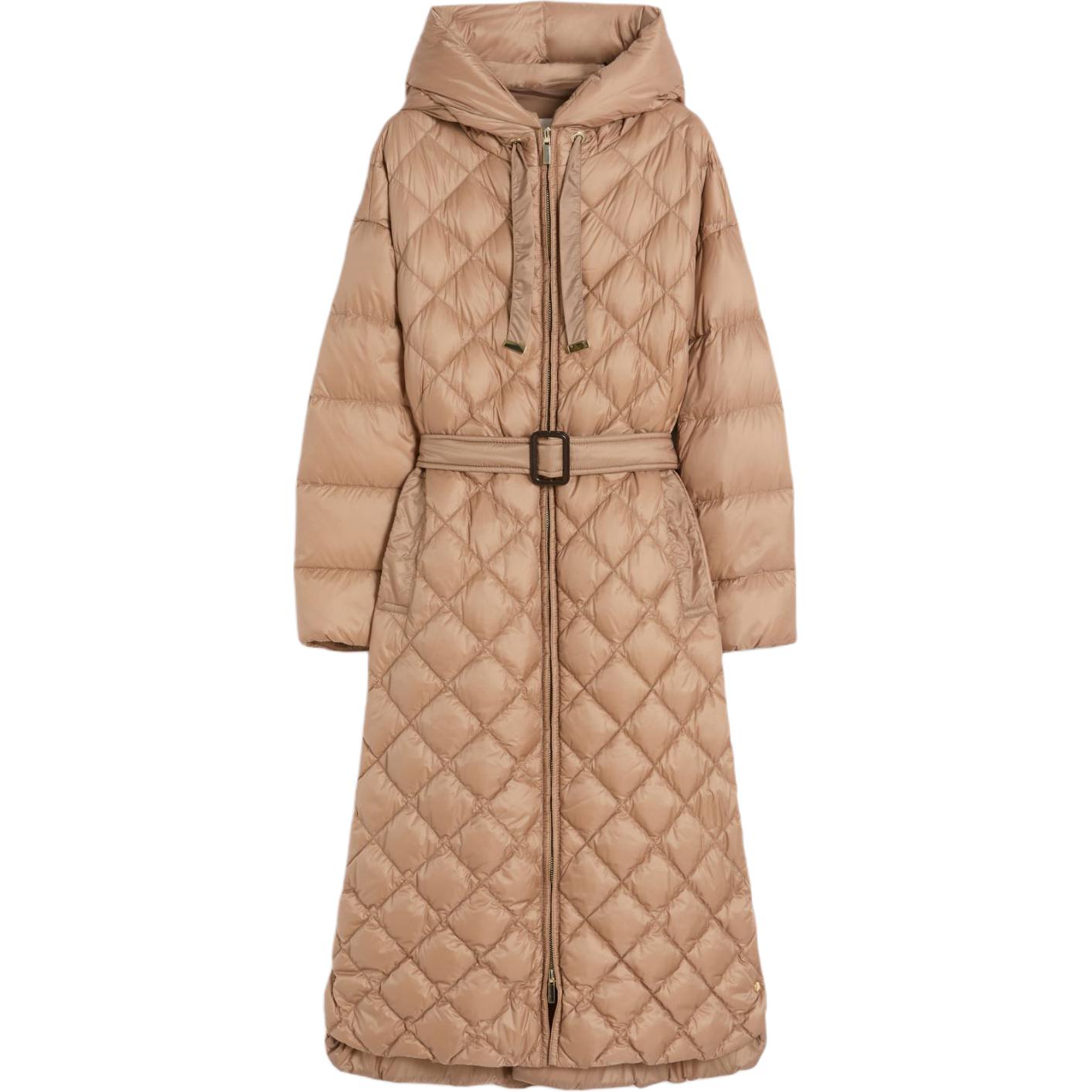 

Пуховая куртка женская верблюжьего цвета с капюшоном Maxmara, camel
