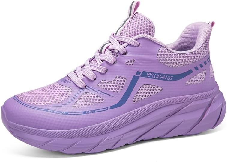 

Мужские сетчатые кроссовки на шнуровке с круглым носком, толстой подошвой, легкие и противоскользящие, средней высоты, подходят для бега, прогулок, игры в мяч и повседневного ношения Igzbibg, фиолетовый