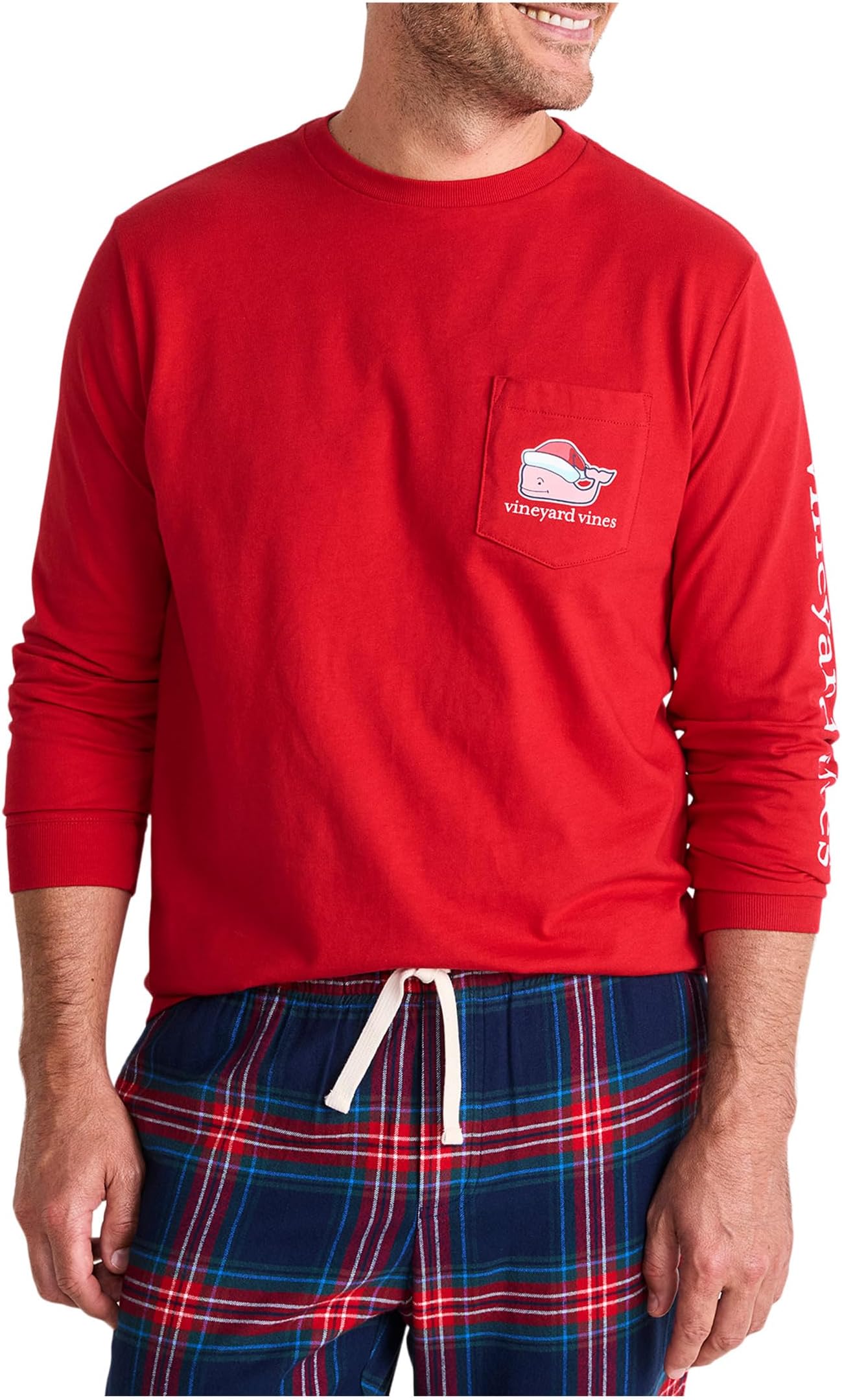 

Мужская футболка с длинным рукавом Санта-кит 2025 года Vineyard Vines, Red Velvet