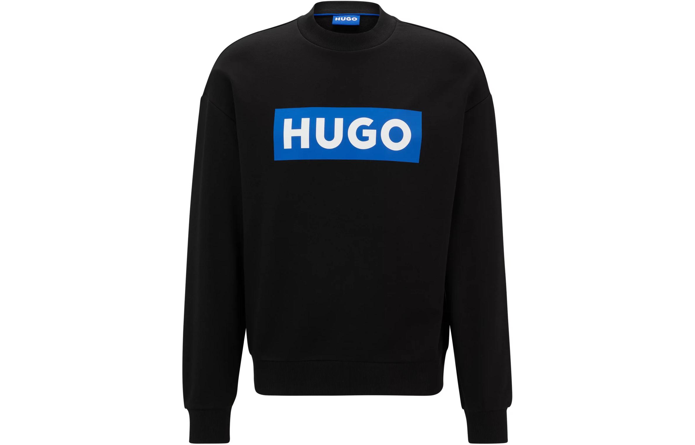 

Хлопковый худи с принтом логотипа HUGO BOSS, черный