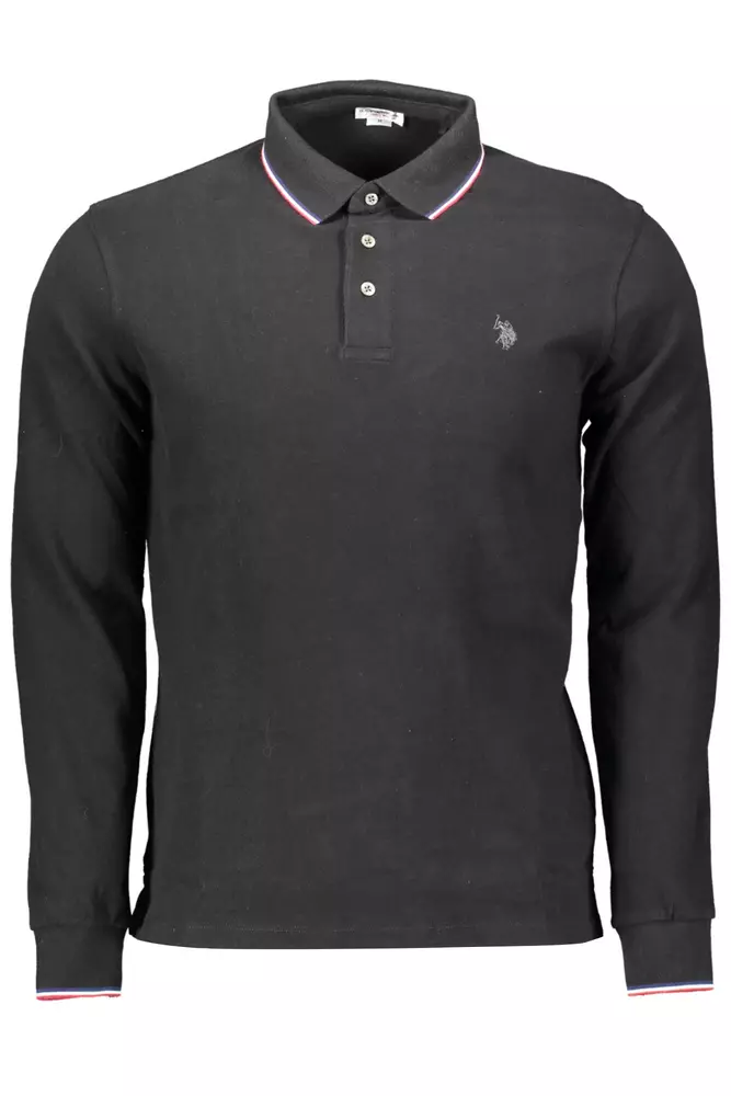 

Черная хлопковая мужская рубашка поло U.S. Polo Assn.