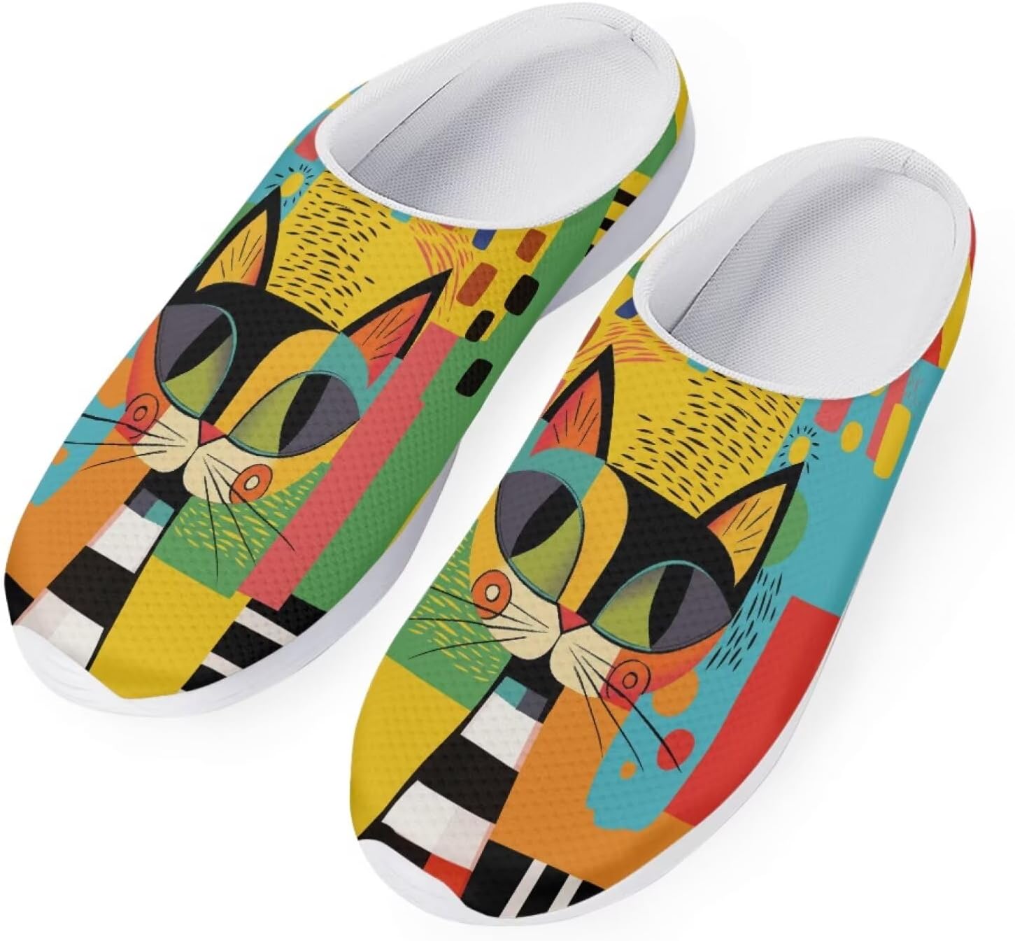 

Женские мюли Forchrinse South Indian Aztec с полоской, тапочки на плоской подошве с поддержкой свода стопы, для ходьбы, садовые сабо, легкие, Art Cat