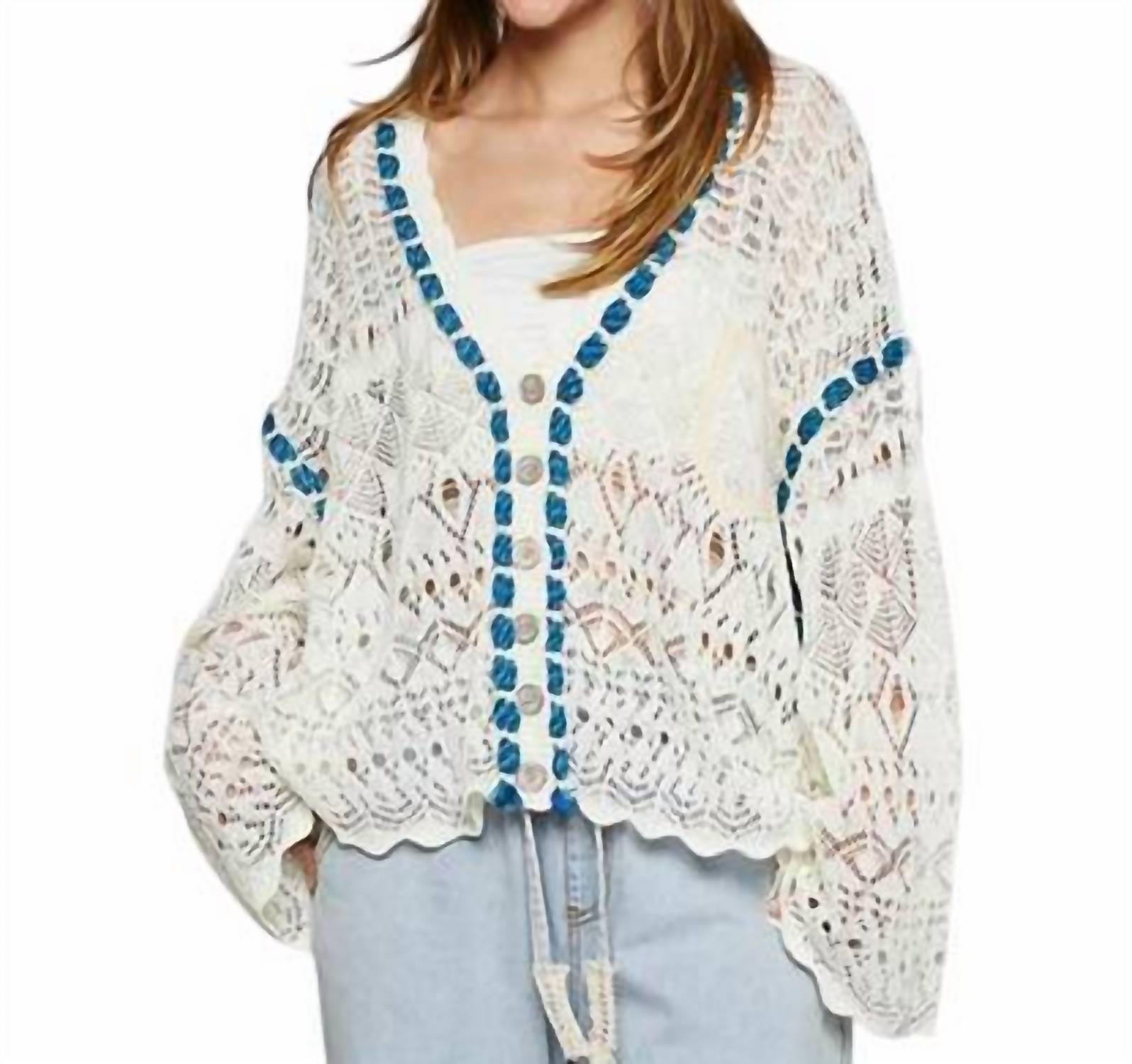 

Кардиган с отделкой из веревки в цвете Off White POL