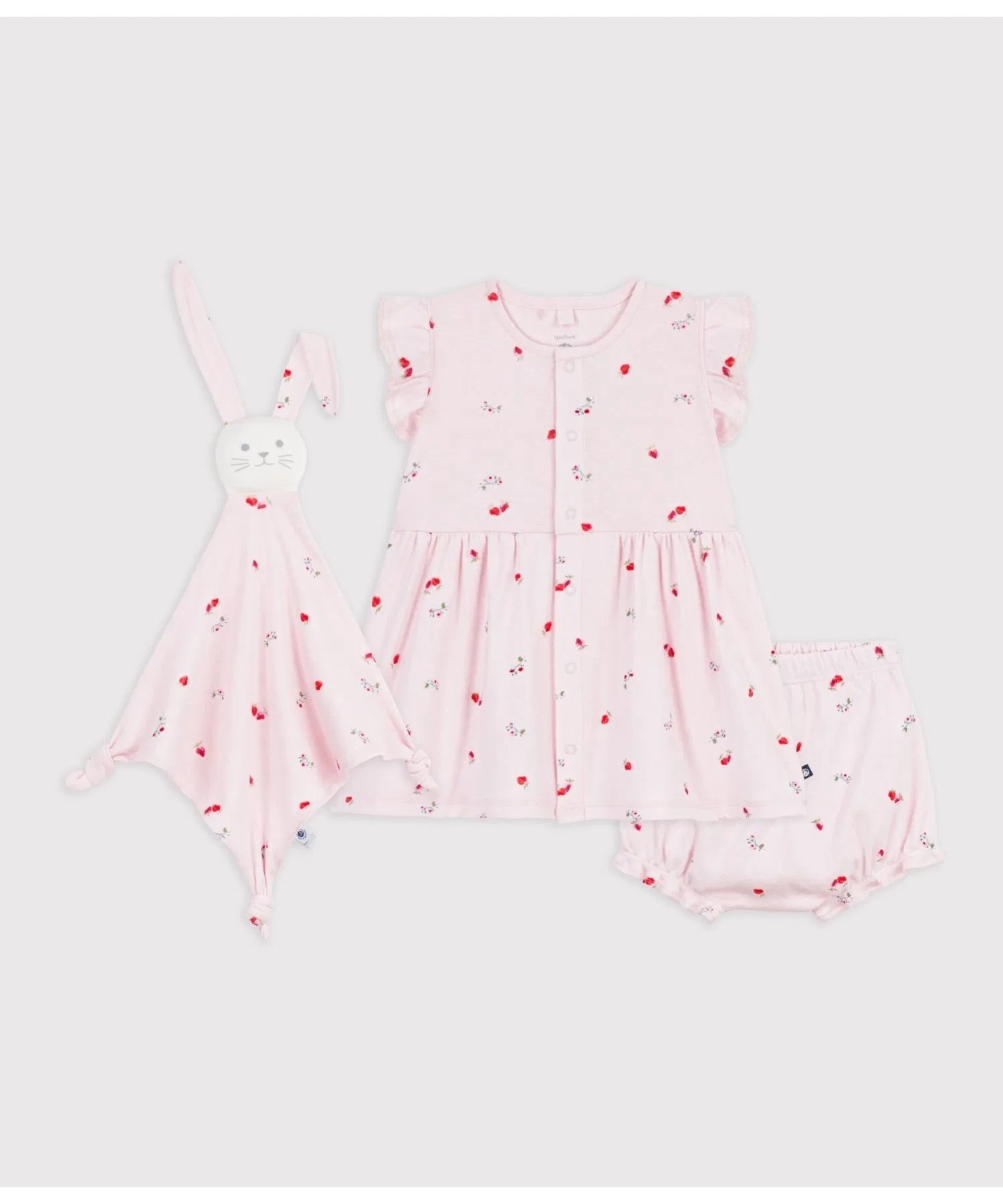 Детское платье с цветочным принтом и трусы-шорты Petit Bateau розовый