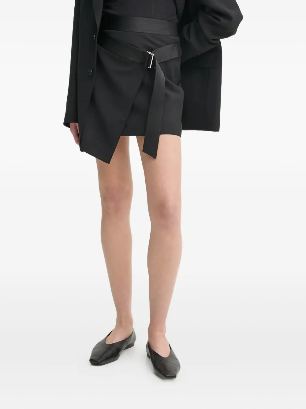 

Шерстяная юбка с поясом Filippa K, черный