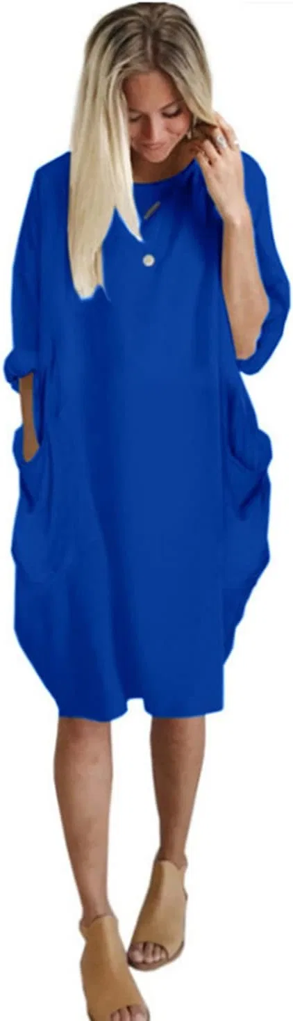 Платье женское облегающее с карманами Generic Blue