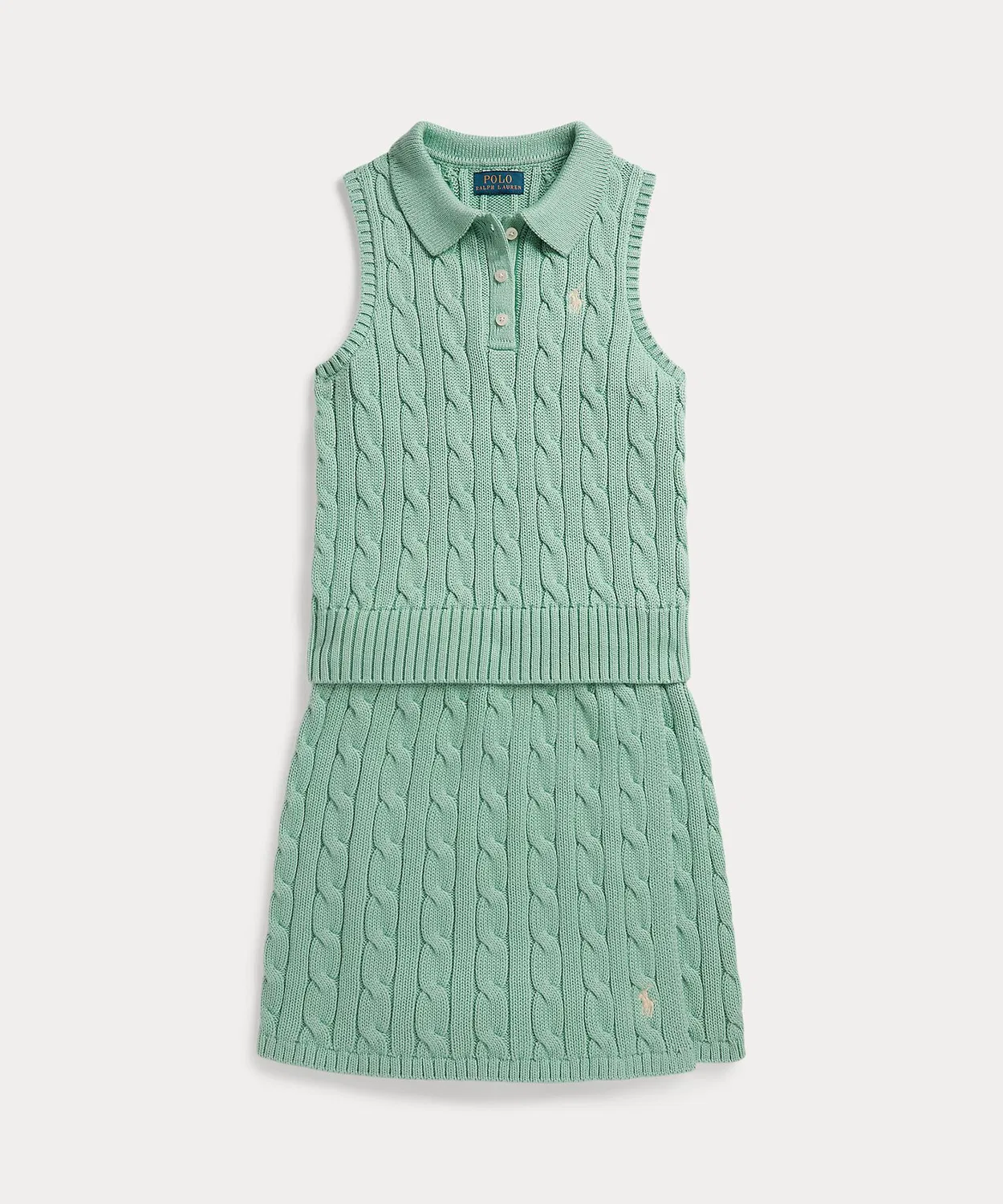 Сет: топ-поло и юбка-запах, хлопок, Ralph Lauren, зелёный