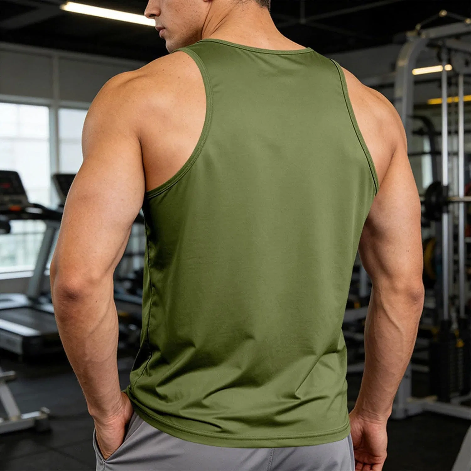 Мужской топ для тренировок, быстросохнущий, Athletic, A#01 Army Green — фото 4