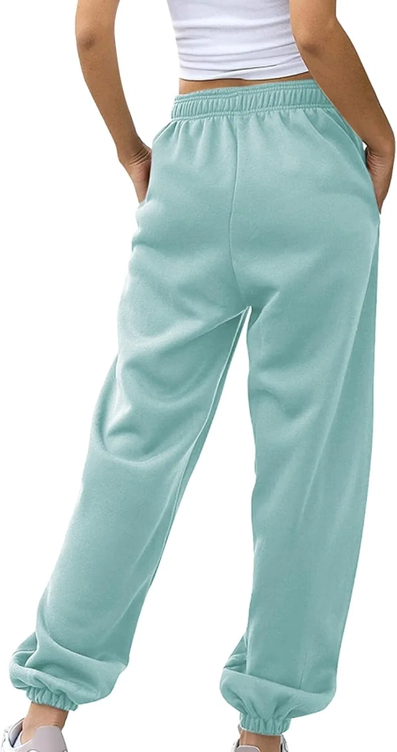 Женские спортивные брюки с высокой талией, джоггеры синие — фото 2