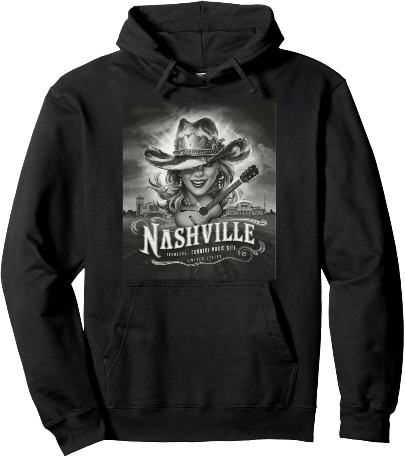 

Костюмированная толстовка Nashville Tennessee Country Music City Usa Vintage, черный
