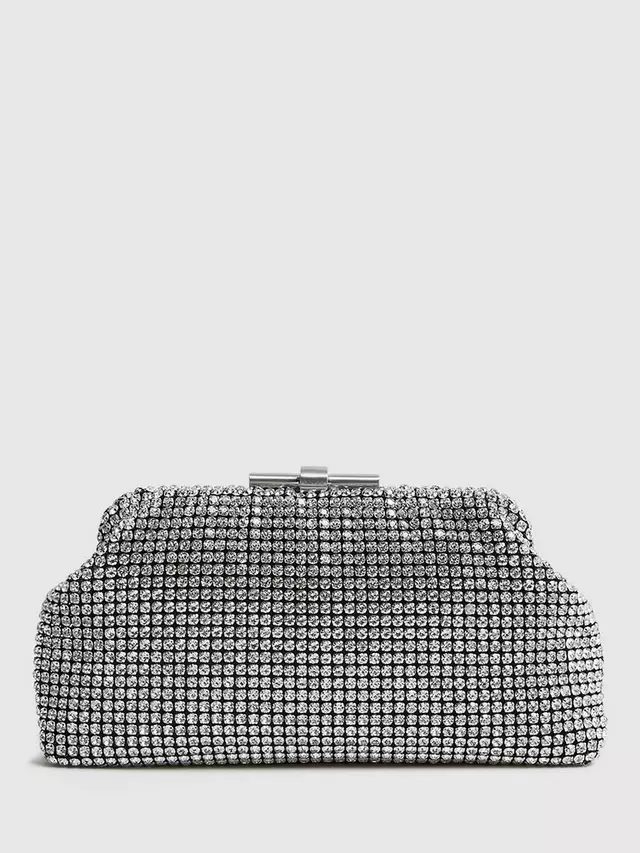 

Клатч Reiss Adaline Crystal, серебряный
