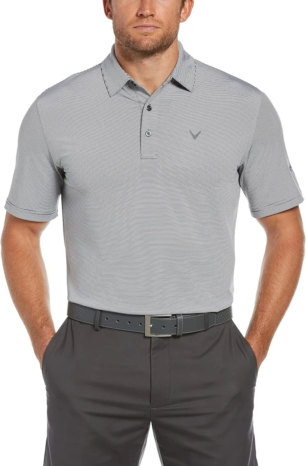 

Callaway мужская поло с коротким рукавом Fine Line Stripe, влагоотводящая и эластичная