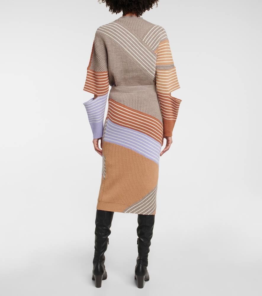 Полосатая ребристая шерстяная миди-юбка Stella McCartney, Multicolor (8491) — фото 3