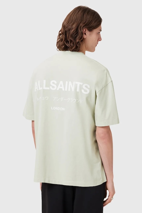 Хлопковая футболка UNDERGROUND Allsaints, зеленый — фото 2